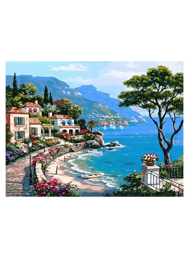 Retailio مجموعة ريتيليو للرسم بالأرقام على قماش الزهور، مناسبة للأطفال والفتيات والكبار والمبتدئين، مقاس 16 × 20 بوصة، مجموعة الرسم الزيتي بدون لهب، هدية (منظر طبيعي - 2) - Image 1